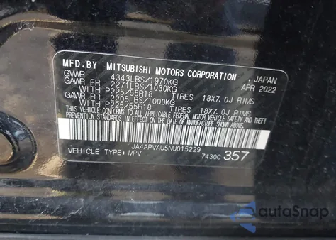 2022 Mitsubishi Outlander Sport 2.0 Se Special Edition 2Wd/Se from USA, damaged, VIN JA4APVAU5NU015229